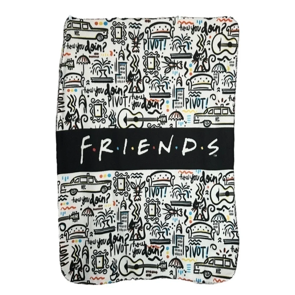 Friends Northwest Fleece Blanket Graphic Print Cozy 3.5’ x 5’ Throw 90s Novelty